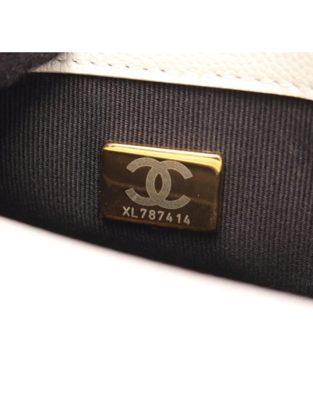 Chanel Shoulder Bag Quilted Mini Flap White Caviar Leather Small Chain
